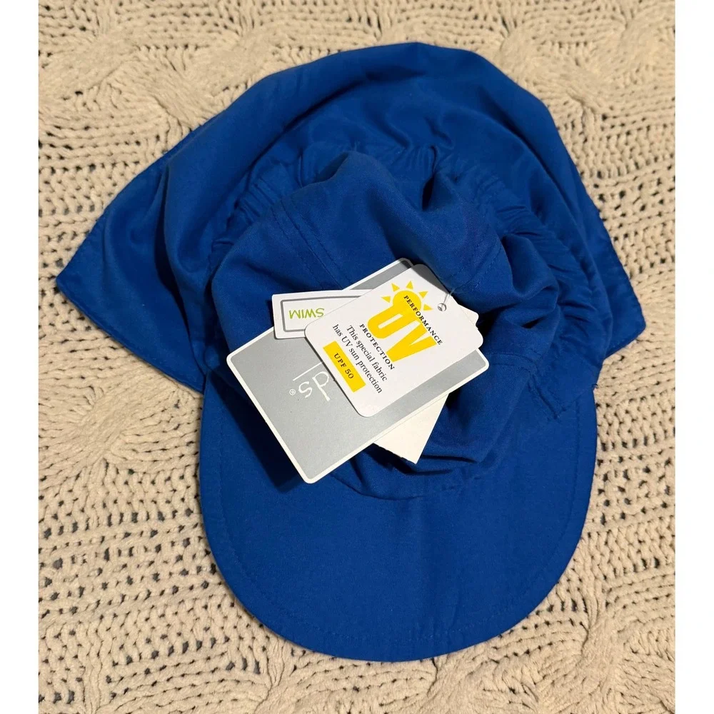Koala Kids Blue Swim Hat UPF 50 UV Protection Neck Flap Sun Cap 3T/4T NWT
